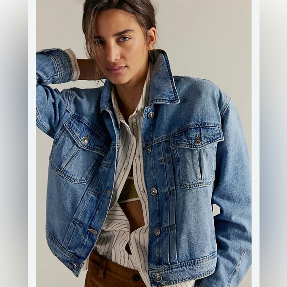 Free People Light Blue Jean Jacket